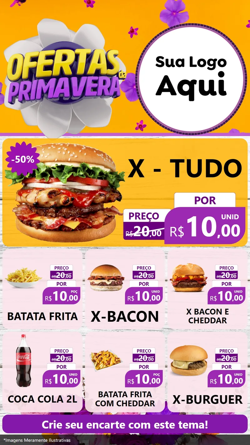 Modelo de Rede Social para Stories com o tema Ofertas Da Primavera para Hamburgueria