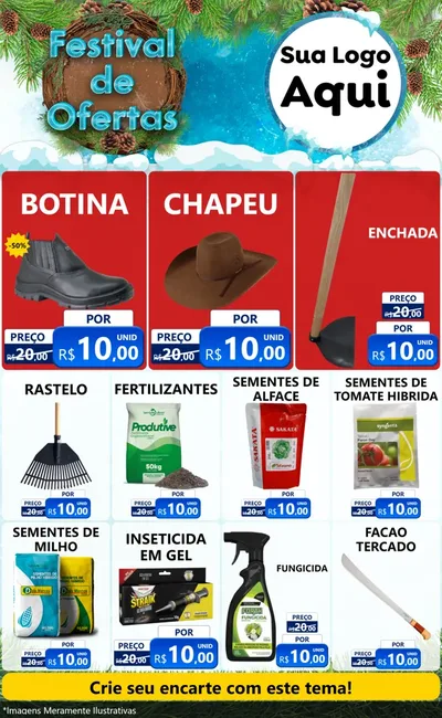Modelo de Encarte para Encarte Grande com o tema Festival de Ofertas - Inverno para Agropecuária