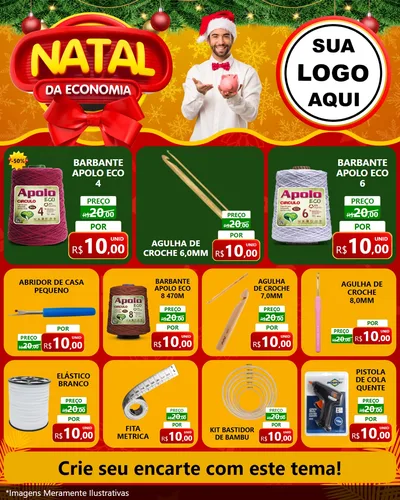 Modelo de Rede Social para Feed Instagram com o tema Natal da Economia para Armarinho e Aviamentos