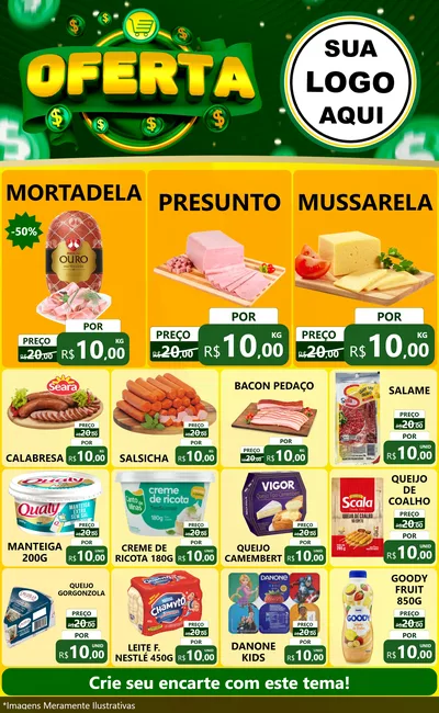 Modelo de Encarte para Encarte Grande com o tema Oferta para Frios e Laticínios