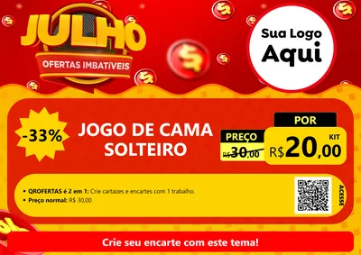 Modelo de Cartaz para Cartaz A4 Horizontal com o tema Julho Ofertas Imbatíveis para Cama, Mesa e Banho
