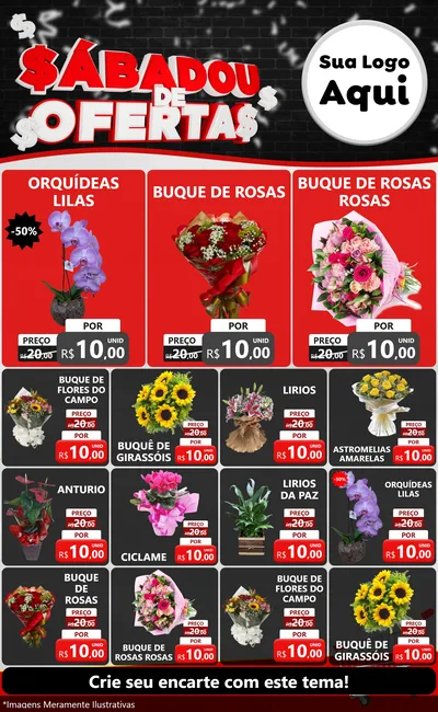 Modelo de Encarte para Encarte Grande com o tema Sabadou de Ofertas para Floricultura e jardim
