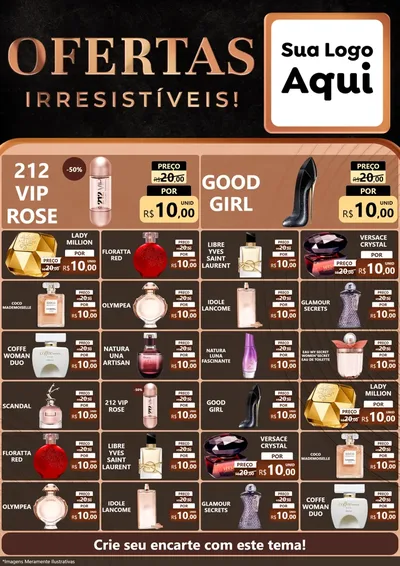 Modelo de Encarte para Encarte A4 Vertical com o tema Ofertas Irresistíveis! para Perfumes