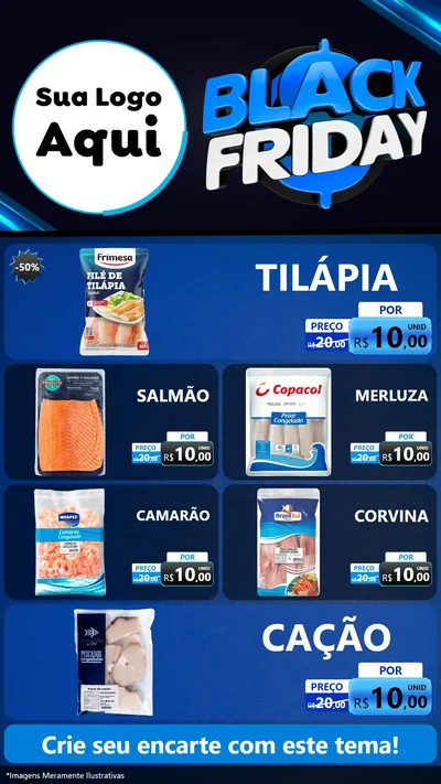 Modelo de TV para TV Vertical com o tema Black Friday para Peixaria