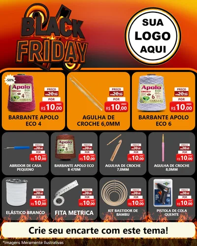 Modelo de Rede Social para Feed Instagram com o tema Black Friday para Armarinho e Aviamentos