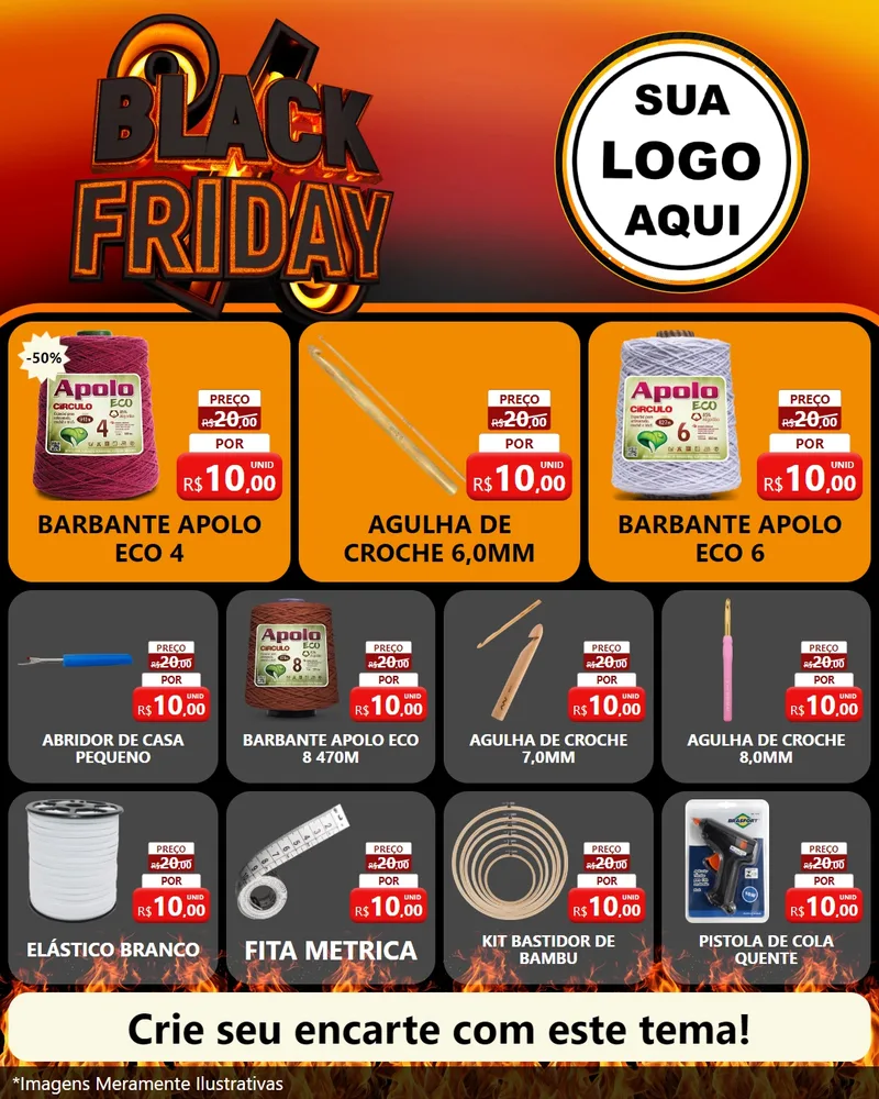 Modelo de Rede Social para Feed Instagram com o tema Black Friday para Armarinho e Aviamentos