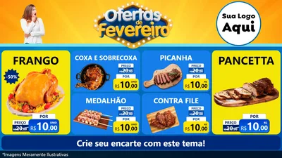 Modelo de TV para TV Horizontal com o tema Ofertas de Fevereiro para Assados