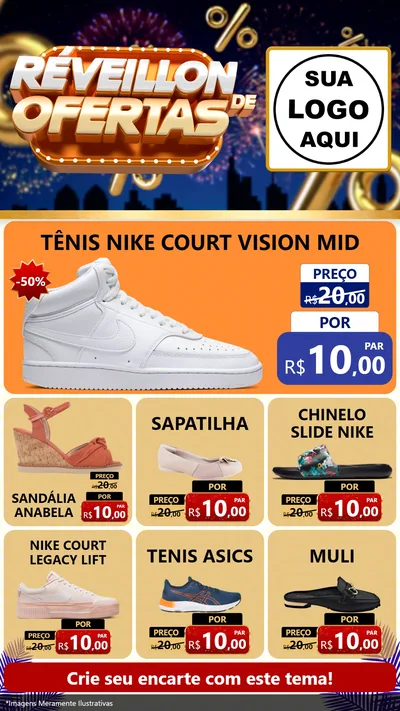 Modelo de Rede Social para Stories com o tema Réveillon de Ofertas para Calçados