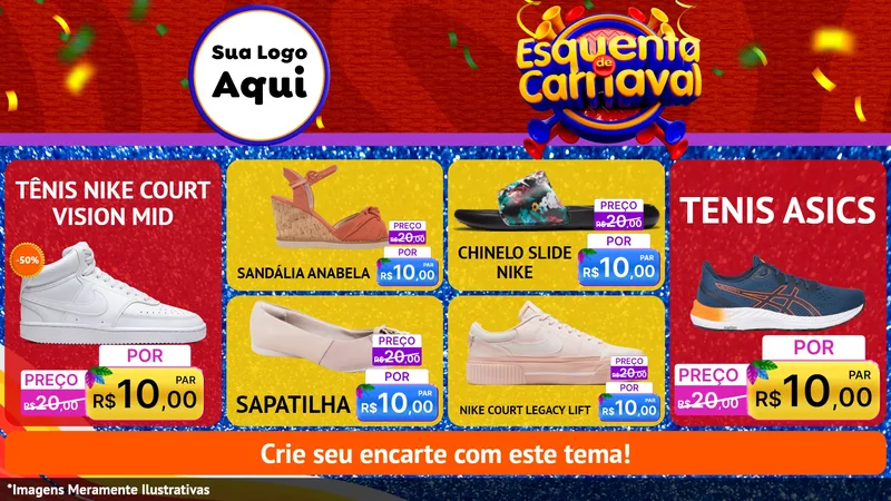Modelo de TV para TV Horizontal com o tema Esquenta de Carnaval para Calçados