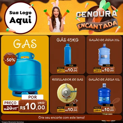 Modelo de Rede Social para Feed Facebook com o tema Cenoura Encantada - Páscoa para Água e gás