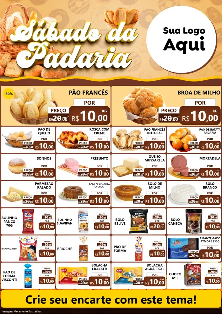 Modelo de Encarte para Encarte A4 Vertical com o tema Sábado da Padaria para Padaria