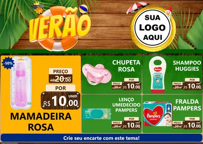 Modelo de Encarte para Encarte A4 Horizontal com o tema Verão para Bebês