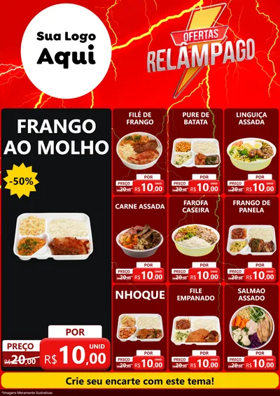 Modelo de Encarte para Encarte A4 Vertical com o tema Ofertas Relâmpago para Restaurante