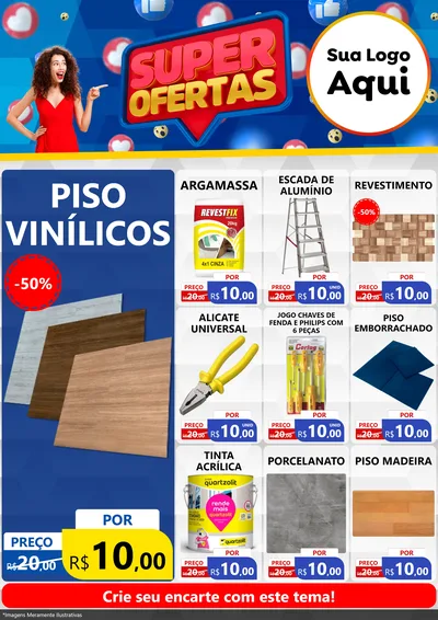 Modelo de Encarte para Encarte A4 Vertical com o tema Super Ofertas para Material para Construção