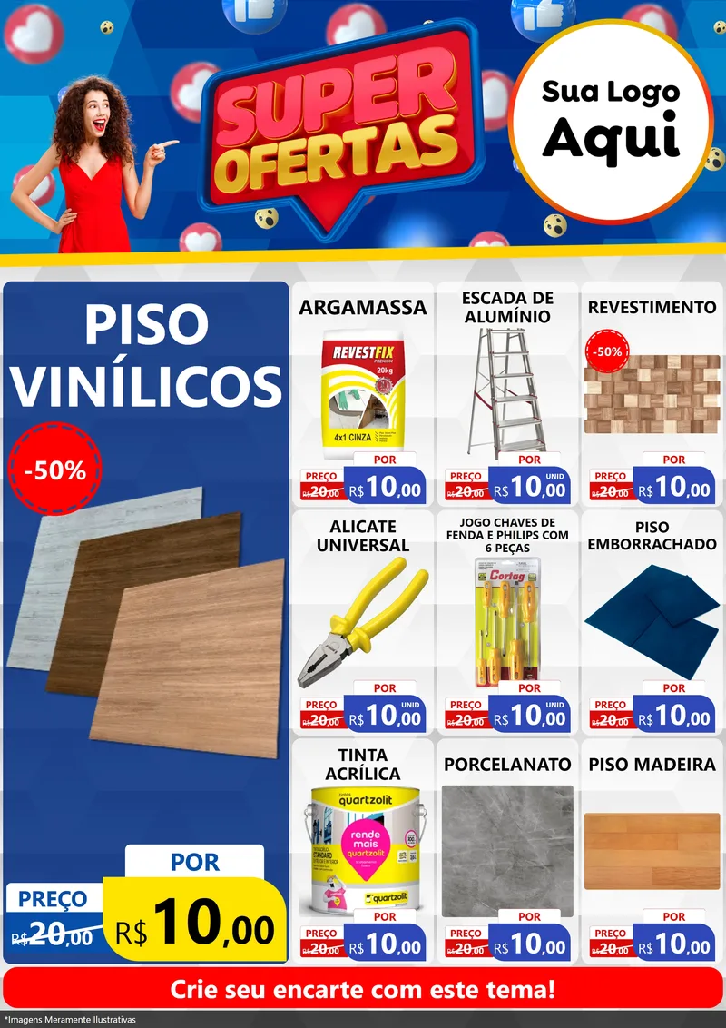 Modelo de Encarte para Encarte A4 Vertical com o tema Super Ofertas para Material para Construção