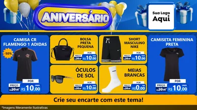 Modelo de TV para TV Horizontal com o tema Aniversário para Roupas e acessórios