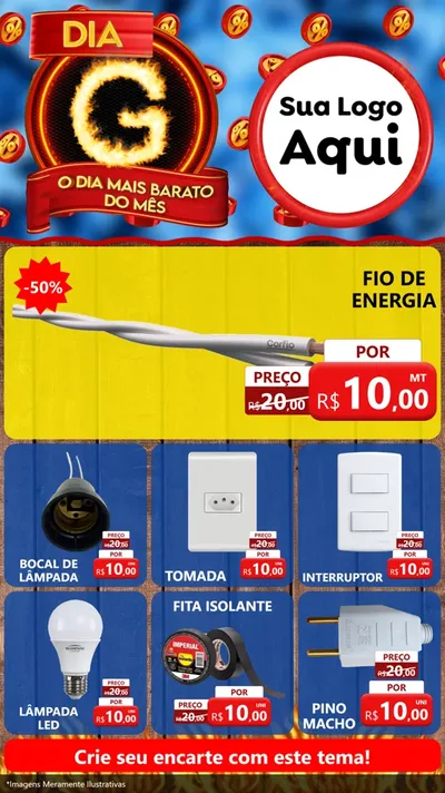 Modelo de Rede Social para Stories com o tema Dia G - O Dia Mais Barato Do Mês para Materiais Elétricos