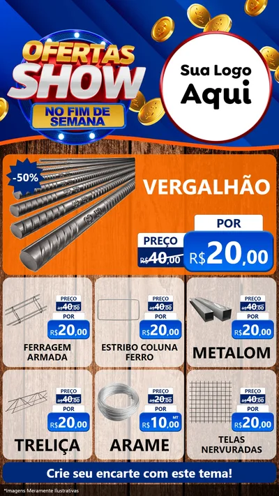 Modelo de Rede Social para Stories com o tema Ofertas Show No Fim De Semana para Ferragens