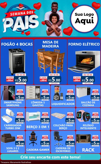 Modelo de Encarte para Encarte Grande com o tema Semana Dos Pais para Móveis e Eletro