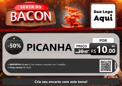 Modelo de Cartaz para Cartaz A4 Horizontal com o tema Sexta do Bacon para Açougue