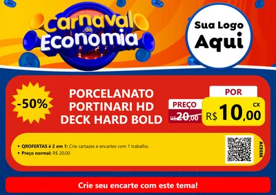 Modelo de Cartaz para Cartaz A4 Horizontal com o tema Carnaval da Economia para Pisos e revestimentos