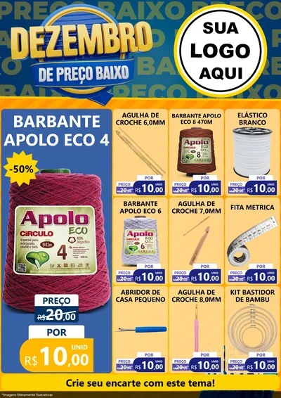 Modelo de Encarte para Encarte A4 Vertical com o tema Dezembro de Preço Baixo para Armarinho e Aviamentos
