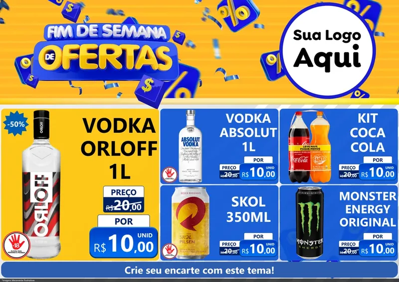 Modelo de Encarte para Encarte A4 Horizontal com o tema Fim de Semana de Ofertas para Distribuidora de bebidas
