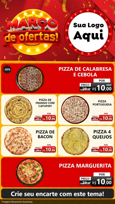Modelo de TV para TV Vertical com o tema Março de Ofertas! para Pizzaria