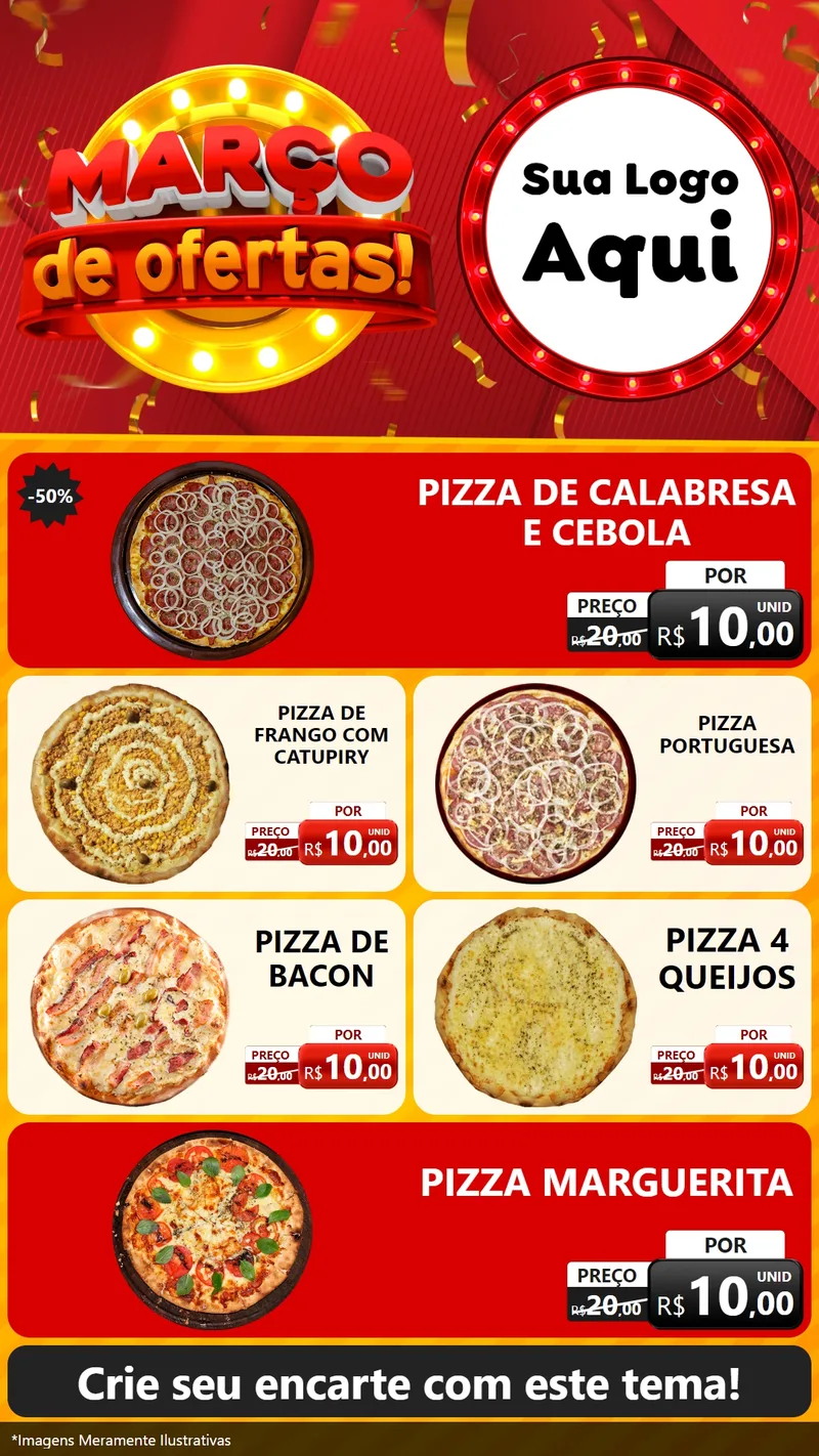 Modelo de TV para TV Vertical com o tema Março de Ofertas! para Pizzaria