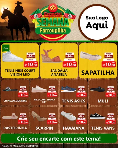 Modelo de Rede Social para Feed Instagram com o tema Especial Semana Farroupilha para Calçados