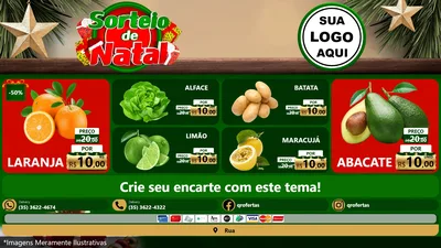 Modelo de TV para TV Horizontal com o tema Sorteio de Natal para Hortifrúti