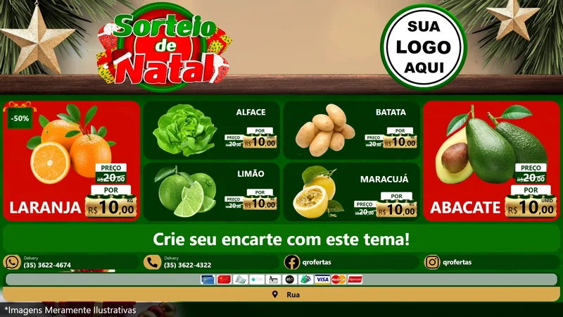 Modelo de TV para TV Horizontal com o tema Sorteio de Natal para Hortifrúti