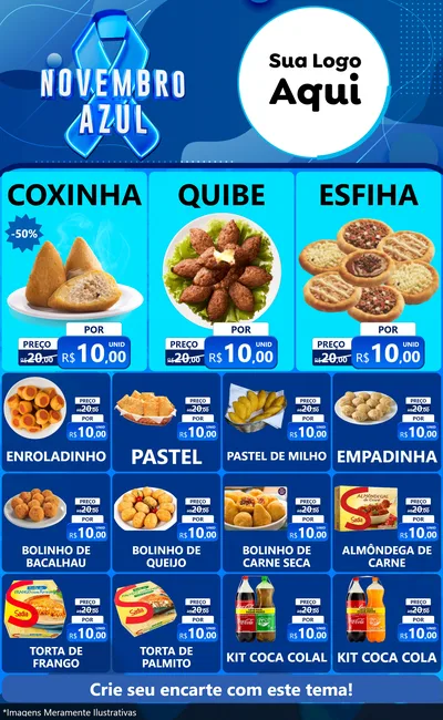 Modelo de Encarte para Encarte Grande com o tema Novembro Azul para Salgadaria