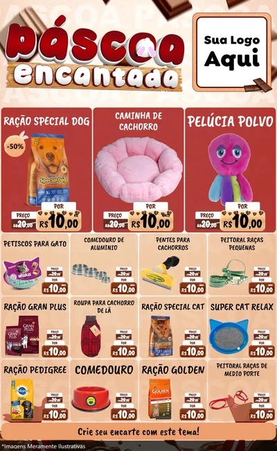 Modelo de Encarte para Encarte Grande com o tema Páscoa Encantada para Pet Shop