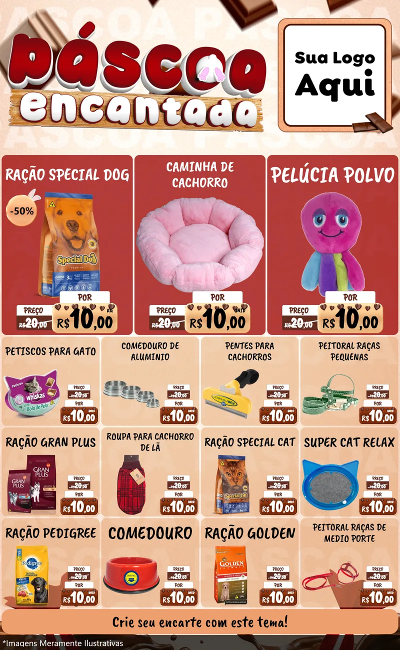 Modelo de Encarte para Encarte Grande com o tema Páscoa Encantada para Pet Shop
