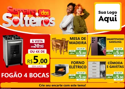 Modelo de Encarte para Encarte A4 Horizontal com o tema Semana dos Solteiros para Móveis e Eletro