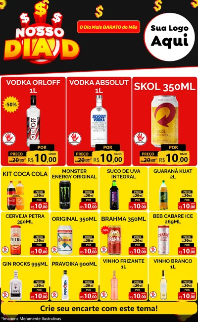 Modelo de Encarte para Encarte Grande com o tema Nosso Dia D para Distribuidora de bebidas
