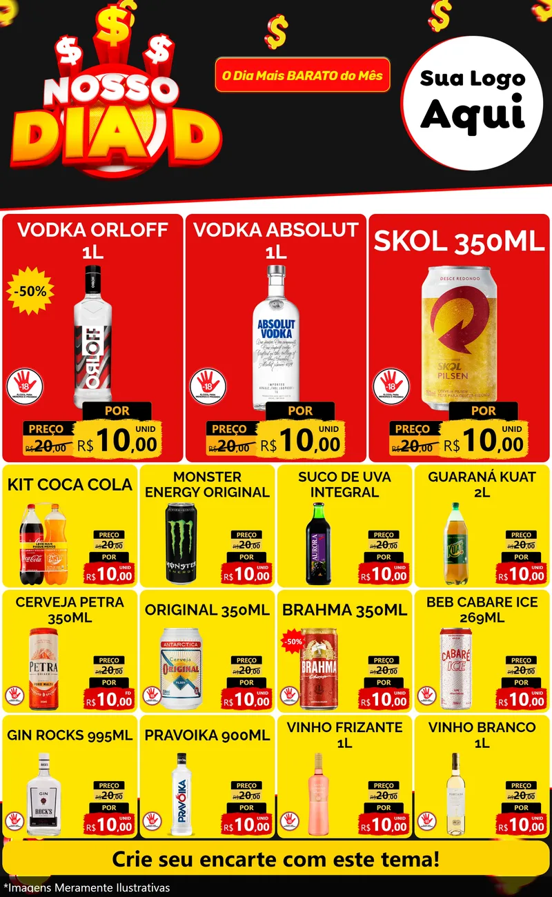 Modelo de Encarte para Encarte Grande com o tema Nosso Dia D para Distribuidora de bebidas