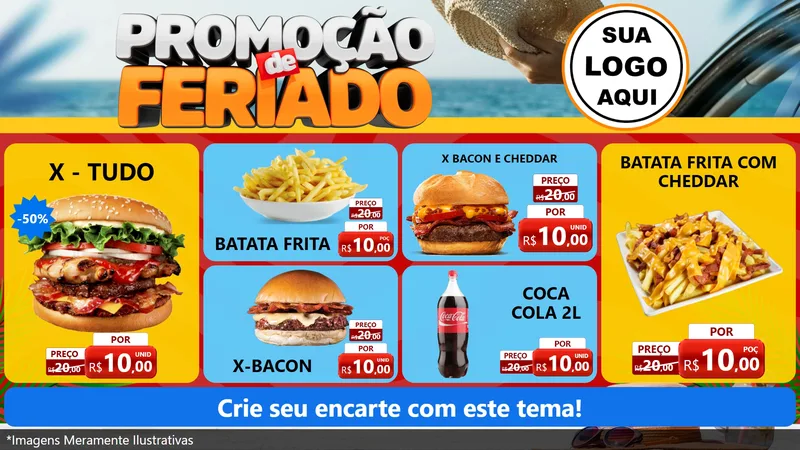 Modelo de TV para TV Horizontal com o tema Promoção de Feriado para Hamburgueria
