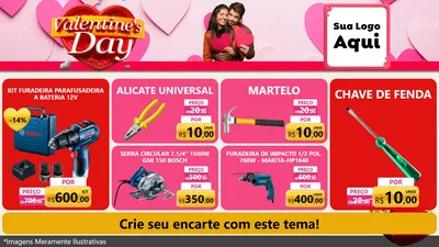 Modelo de TV para TV Horizontal com o tema Valentine's Day para Maquinas e Ferramentas