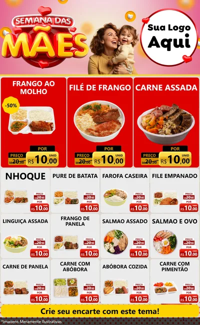 Modelo de Encarte para Encarte Grande com o tema Semana das Mães para Restaurante