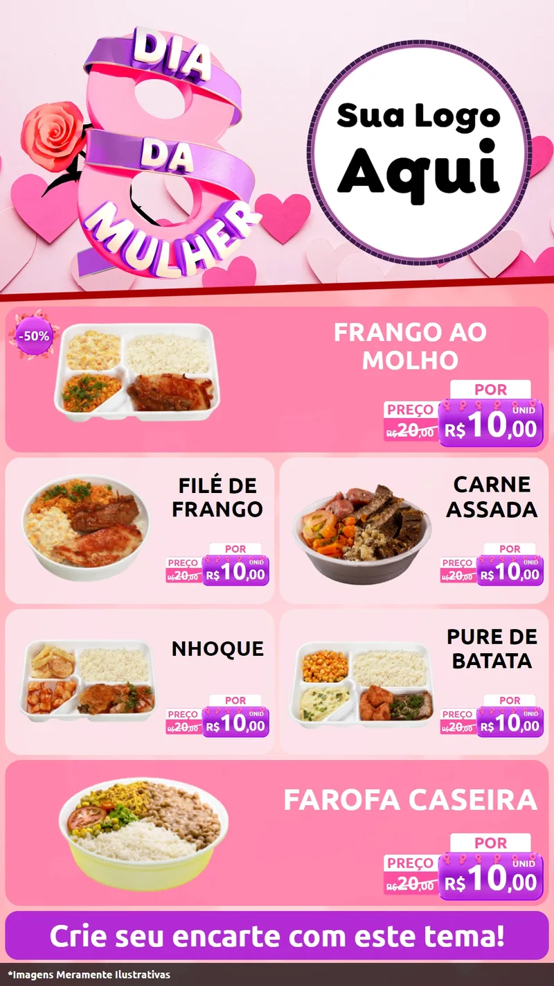 Modelo de TV para TV Vertical com o tema Dia da Mulher para Restaurante