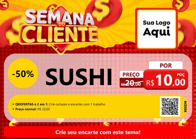 Modelo de Cartaz para Cartaz A4 Horizontal com o tema Semana do Cliente para Comida japonesa