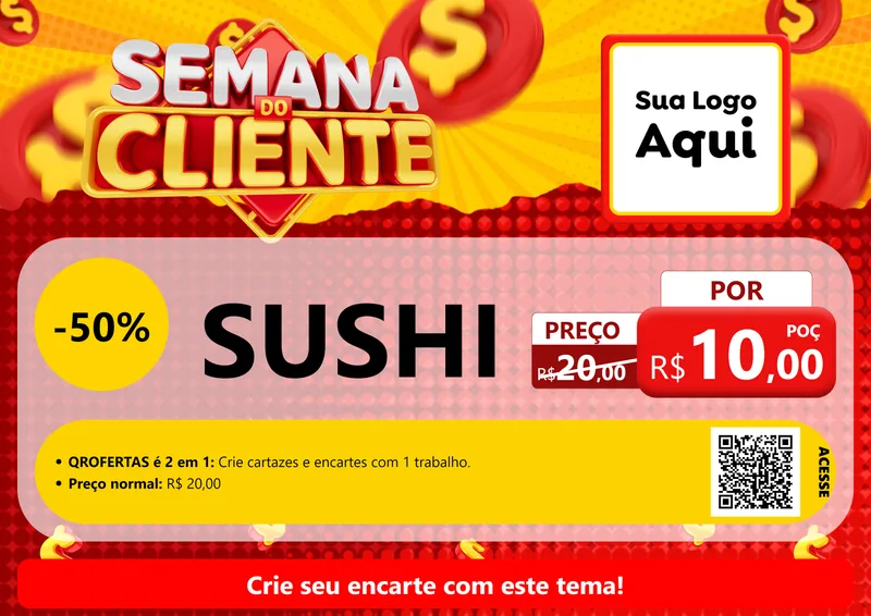 Modelo de Cartaz para Cartaz A4 Horizontal com o tema Semana do Cliente para Comida japonesa