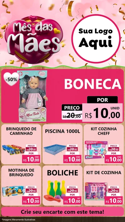 Modelo de Rede Social para Stories com o tema Mês das Mães para Brinquedos