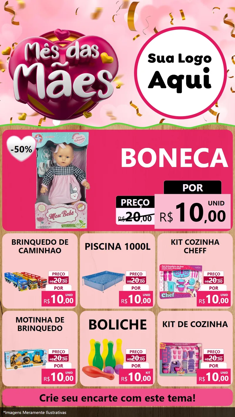 Modelo de Rede Social para Stories com o tema Mês das Mães para Brinquedos