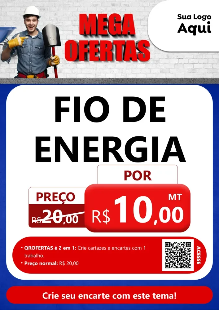Modelo de Cartaz para Cartaz A4 Vertical com o tema Material de Construção para Materiais Elétricos