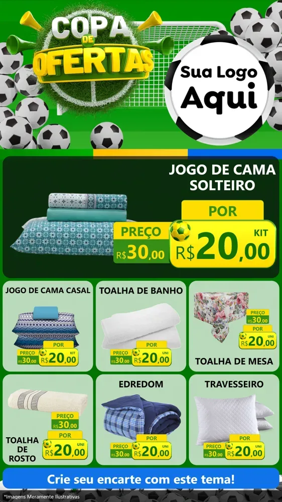 Modelo de Rede Social para Stories com o tema Copa De Ofertas para Cama, Mesa e Banho