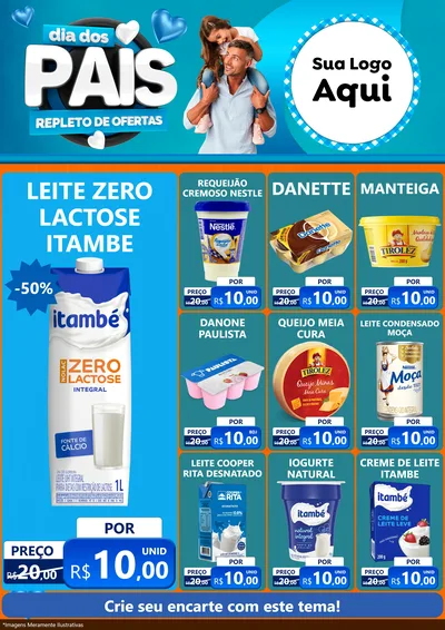 Modelo de Encarte para Encarte A4 Vertical com o tema Dia Dos Pais Repleto de Ofertas para Frios e Laticínios