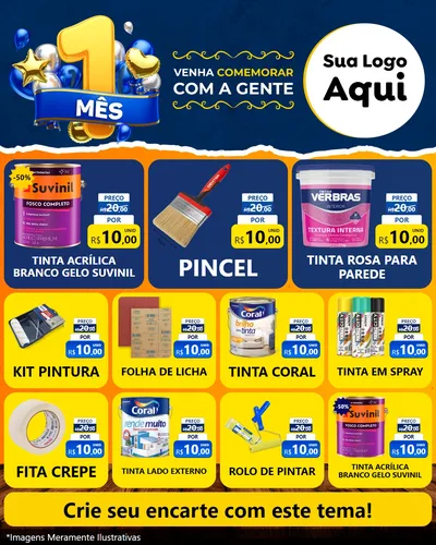 Modelo de Rede Social para Feed Instagram com o tema Um Mês de Aniversário para Tintas e Ferramentas